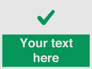 Custom green background, green tick sign